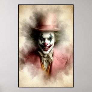 Watercolor Clown Staring Into Your Soul Poster