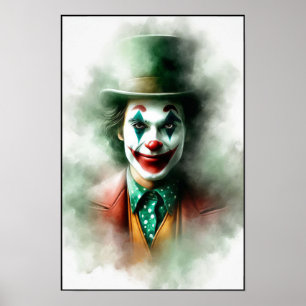 Watercolor Clown Staring Into Your Soul Poster