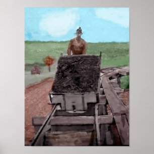 Watercolor Coal Miner Poster