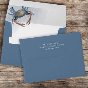 Watercolor Coastal Blue Crab Custom  Envelope
