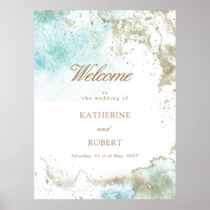 Watercolor Coastal Budget Photo Wedding Poster