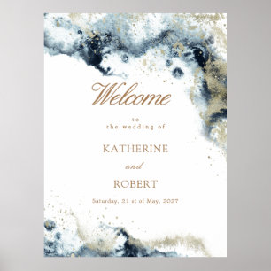 Watercolor Coastal Budget Photo Wedding Poster