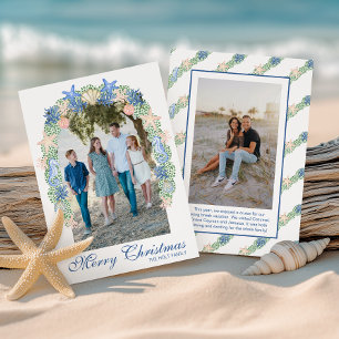 Watercolor Coastal Christmas Garland Photo Holiday Card