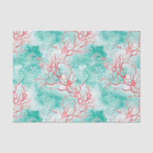 Watercolor Coastal Coral Pattern Tissue Paper
