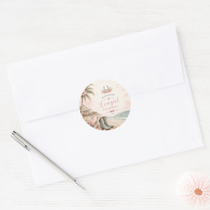 Watercolor, coastal cowgirl bachelorette party classic round sticker