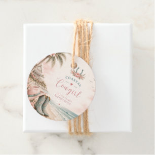 Watercolor, coastal cowgirl bachelorette party favour tags
