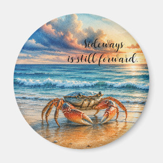 Watercolor Coastal Crab on Sandy Beach w/ Quote Magnet