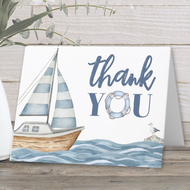 Watercolor Coastal Nautical Ocean Thank You Card (Watercolor Coastal Nautical Ocean Thank You Card)