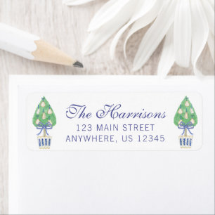 Watercolor Coastal Oyster Topiary Return Address Label