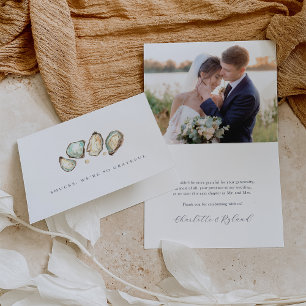 Watercolor Coastal Oyster Wedding Thank You Card