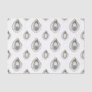 Watercolor Coastal Oysters Monogram Tissue Paper