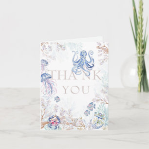 Watercolor Coastal Sea Life Baby Shower Thank You Card