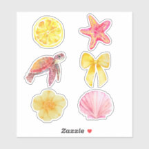 Watercolor Coastal Summer Sticker Set | Sea Turtle