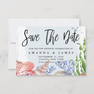 Watercolor Coastal Vow Renewal Celebration Save The Date