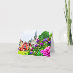 Watercolor Cobh, Ireland Hydrangeas Thank You Card