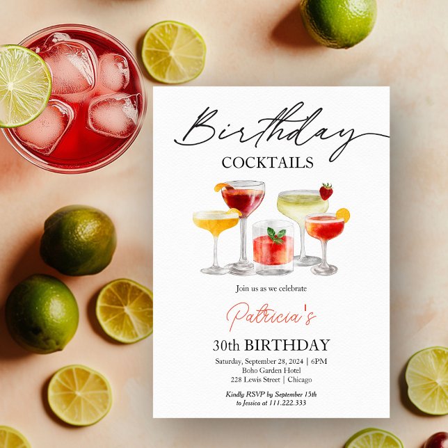 Watercolor Cocktail Birthday Invitations  (Creator Uploaded)