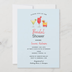 Watercolor cocktail bridal shower  announcement