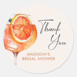 Watercolor Cocktail Bridal Shower Classic Round Sticker