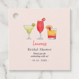 Watercolor cocktail Bridal shower Thank you  Favour Tags