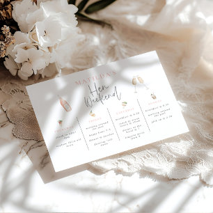 Watercolor cocktail champagne hen weekend 3 day