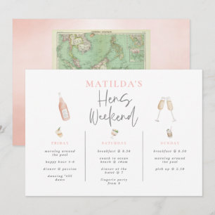 Watercolor cocktail champagne hens weekend 3 day