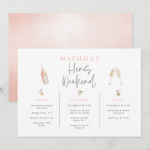 Watercolor cocktail champagne hens weekend 3 day