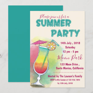 Watercolor   Cocktail Glass   Summer Party Invitation