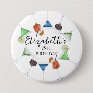 Watercolor cocktail party 7.5 cm round badge