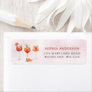 Watercolor Cocktail Party Bridal Shower Return Address Label
