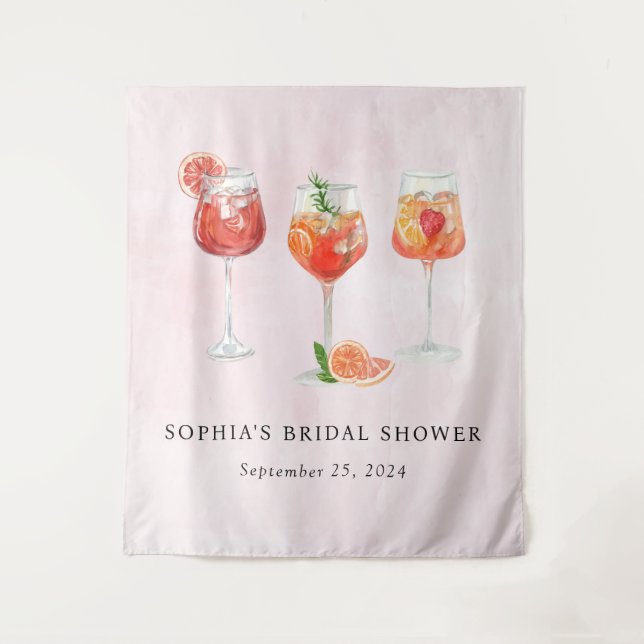 Watercolor Cocktail Party Bridal Shower Tapestry (Front)