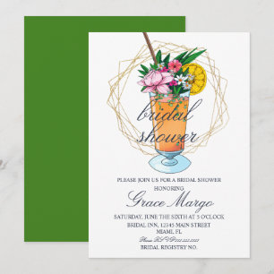 Watercolor Cocktail Tropical Bridal Shower Invitation