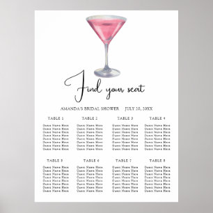 Watercolor Cocktail Wedding seating chart