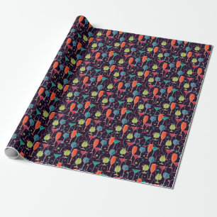 Watercolor cocktails, colourful vintage pattern. wrapping paper