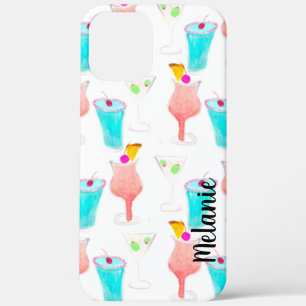 Watercolor Cocktails Drinks Monogrammed iPhone 12 Pro Max Case