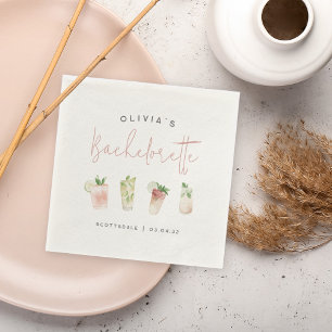 Watercolor Cocktails Personalised Bachelorette Napkin