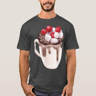 Watercolor Cocoa Mug Santa Christmas Tree Lights X T-Shirt