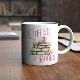 Watercolor Coffee and Books Coffee Mug