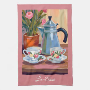 Watercolor Coffee Bar Kitchen – Espresso Art Tea Towel
