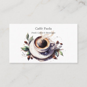 Watercolor coffee cup business card