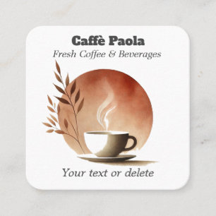 Watercolor coffee cup square business card