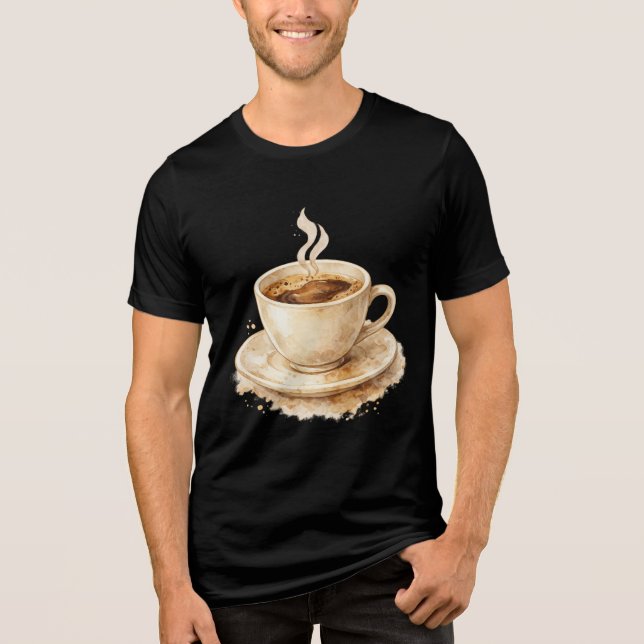 Watercolor Coffee Cup Tri-Blend Shirt (Front)