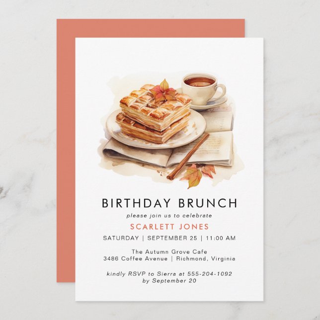 Watercolor Coffee | Cute Casual Birthday Brunch Invitation (Front/Back)