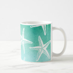 Watercolor Coffee Mug - Starfish Teal