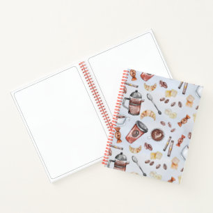 Watercolor Coffee Seamless Pattern - Mug Wrap & Pa Notebook