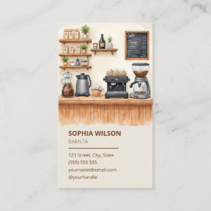 Watercolor Coffee Shop Business Card