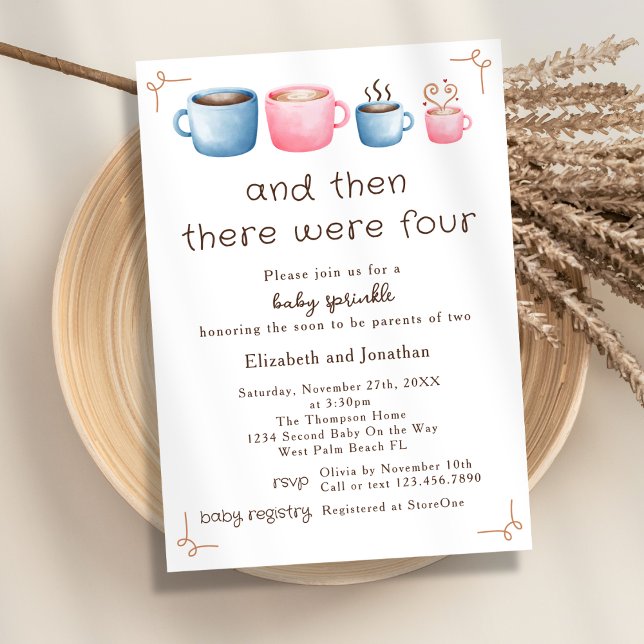 Watercolor Coffee Themed Cute 2nd Baby Sprinkle  Invitation (Creator Uploaded)