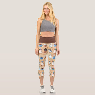 Watercolor Coffee Wrapping Paper Tank Top Capri Leggings
