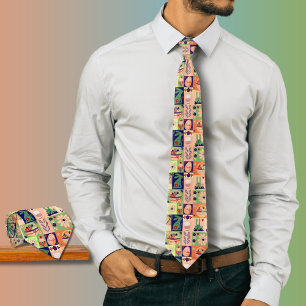 Watercolor Collage Easter Bunny Tie