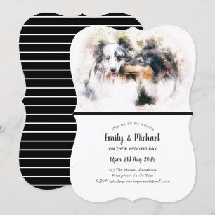Watercolor Collie Dogs Wedding Invitations Elegant