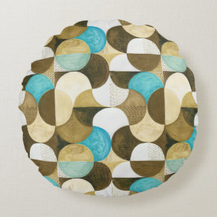 Watercolor coloful modern geometric seamless patte round cushion